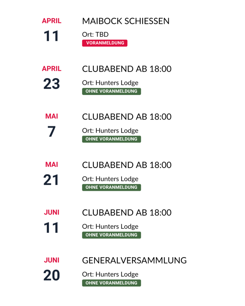 Jagdclub Events